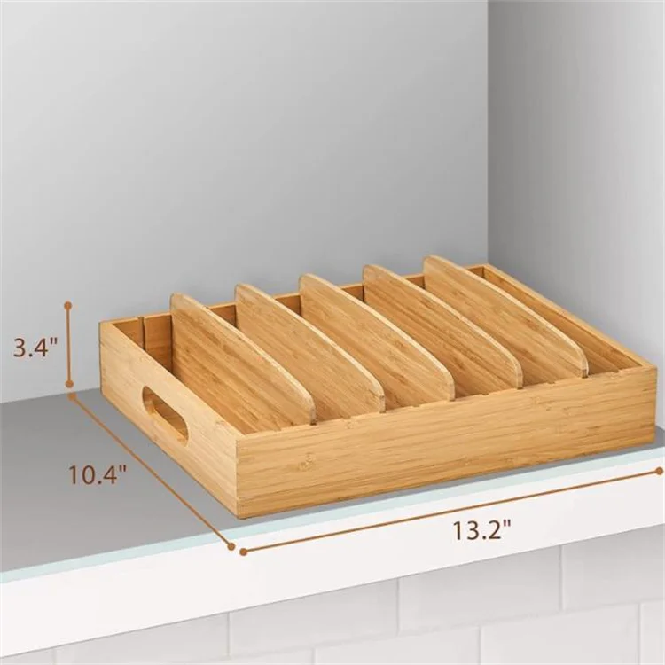 Bamboo Cabinet Drawer Box with Adjustable Dividers Wooden Food Storage Containers Lids Organizer
