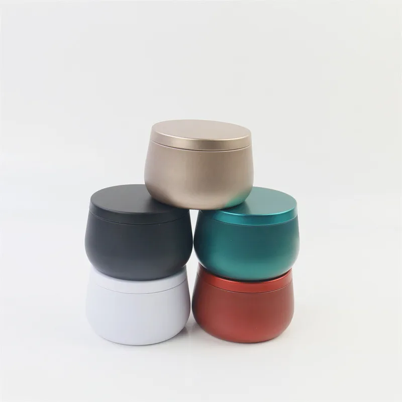 Wholesale Cheap Tinplate Round Shape Storage Jar White Black Gold Red Green 8oz Metal Candle Container Tin For Candles Making
