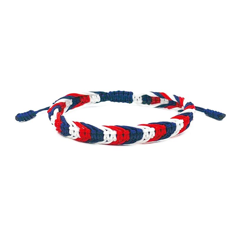 Handmade Waterproof National Flag Color String Woven Adjustable Rope Bracelet Fashion Country Flag Sport Jewelry Bracelets