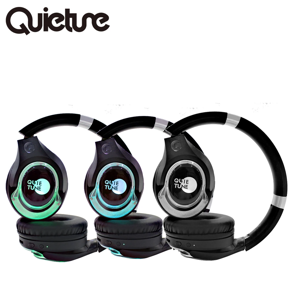 high quality F18 noise-cancelling headset headphone foldable earphones 3 channel transmitters silent disco DJ earphone