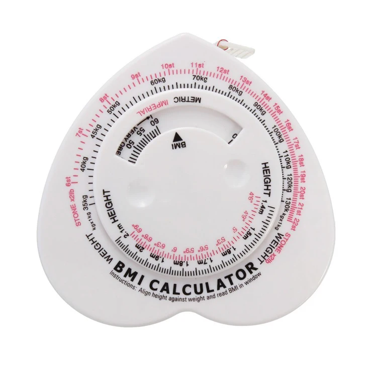 1.5m Heart Shaped BMI Body Mass Index Tape Measure Calculator Body Muscle Diet Weight Loss Rule