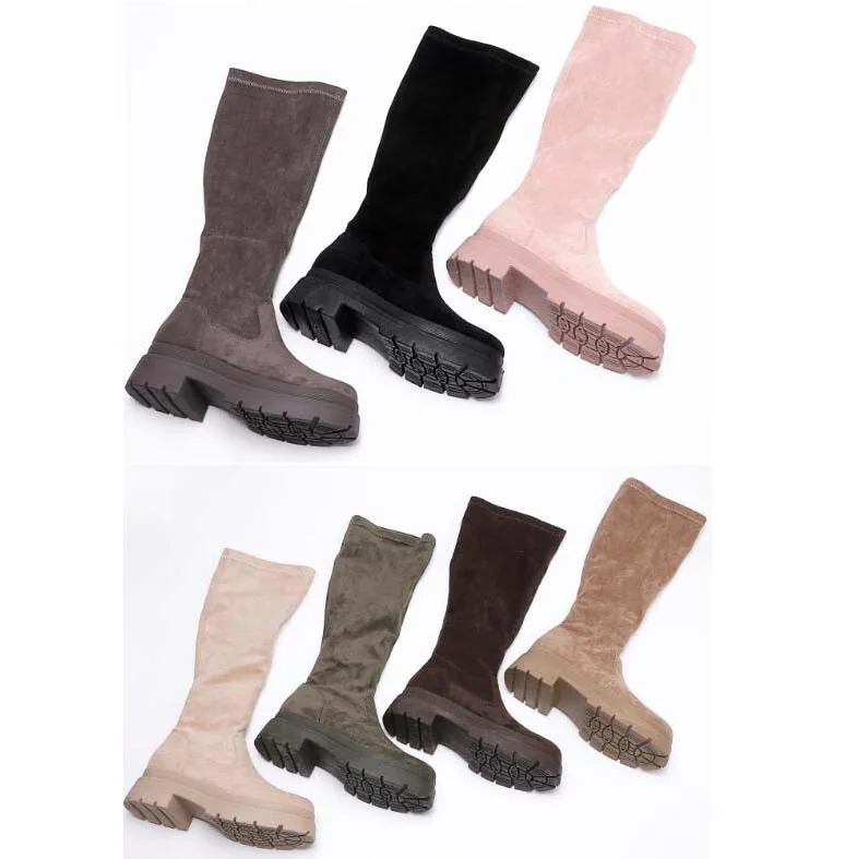 2023 New suede wedge knee high zipper comfortable boots