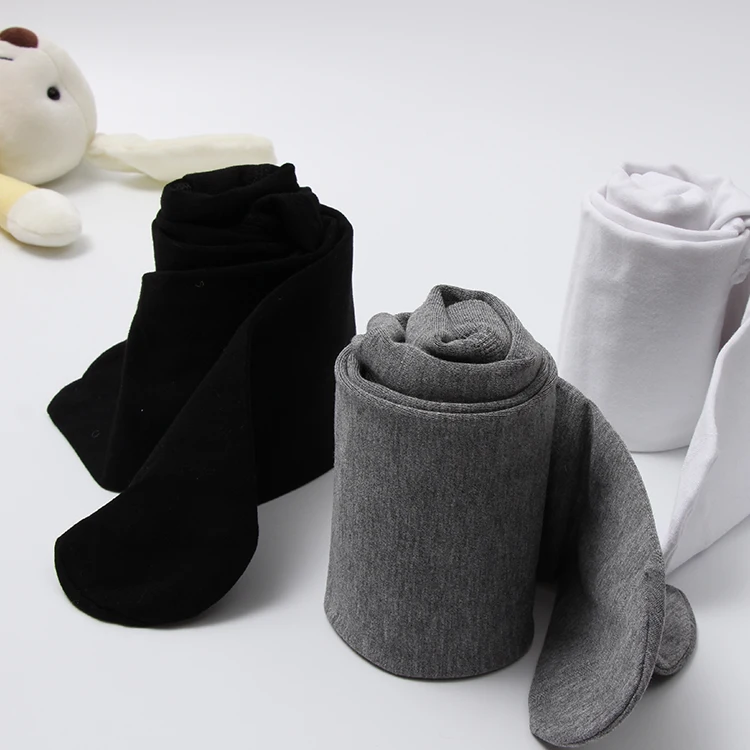 Wholesale Oem Custom Black White Gray School Tights For Small Girls Warm Brushed High Quality Kids High Rise Tights