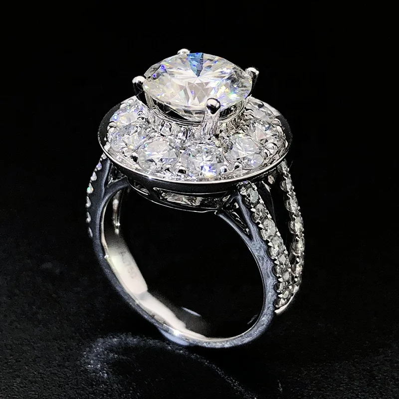 Factory Custom Fine Jewelry Moissanite/Lab Diamond/ Diamond Wedding Ring Real 925 Sterling Silver 9K 10K 14K 18K Ring Women