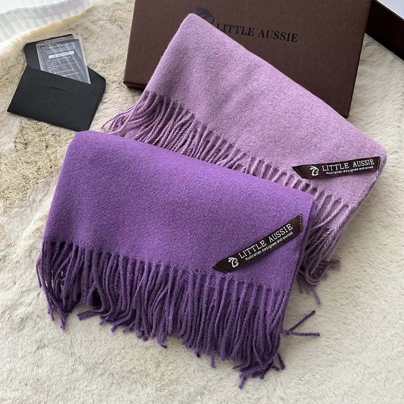 Wholesale Solid Brushed Custom Logo Cozy Warm Women Winter Cashmere Shawl Woolen Scarves Scarf for women Pashmina