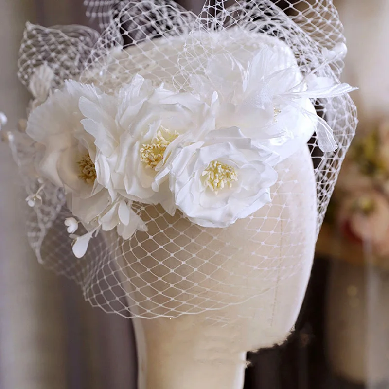 Hera NEW hot selling bridal white hats silk flower decorative party fascinators wedding hats