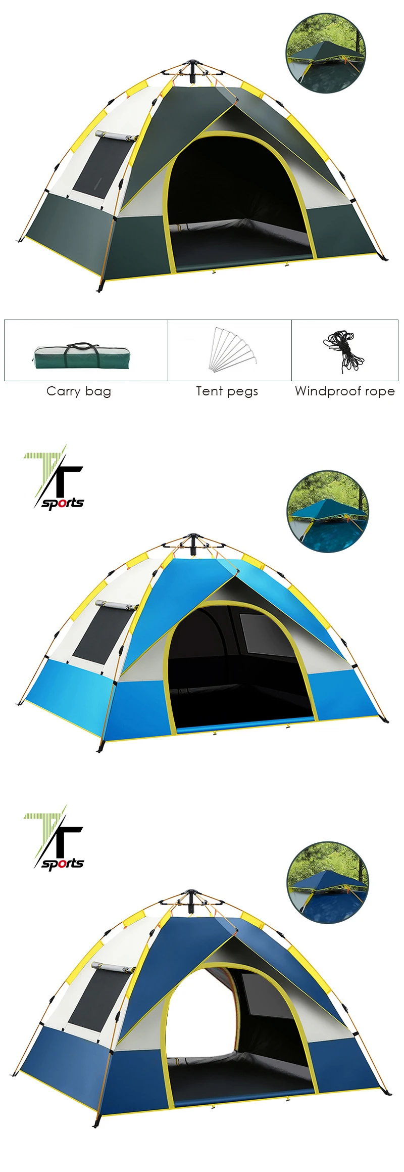 TTSPORTS Light Luxury Folding Pop Up Tents Glamping Carpa 2 Person Family Outdoor Clamping Camping Tent For Camping Sale