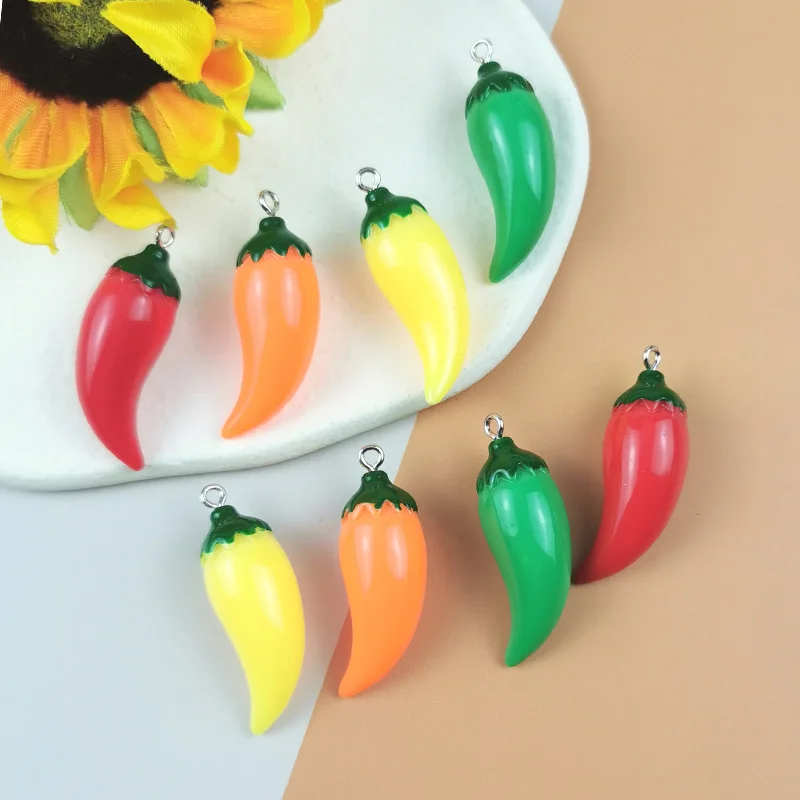 Resin Simulation Pepper Chilli Pendants Charms for Making Necklace Earrings Keychain DIY Jewelry Accessories Supplies