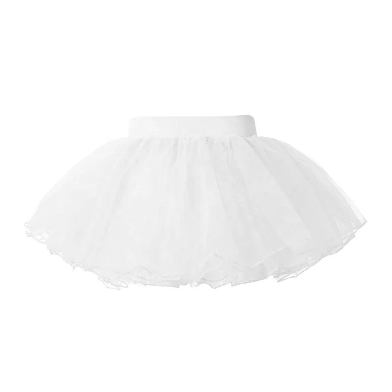 S-XL New Arrivals Kids Four Layer Elastic Waistband Tutu Mesh Skirt For Girl Dance