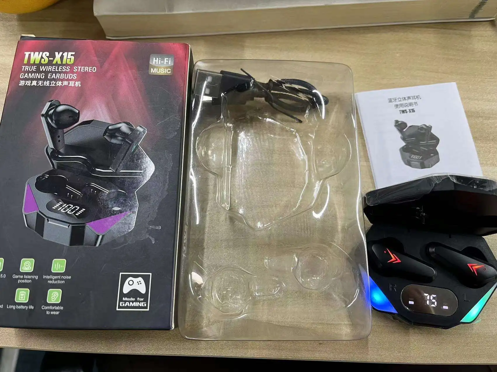 x15 TWS Gaming Earphone bluetooth  True Wireless Earbuds Auriculares Headphone In-ear Headset