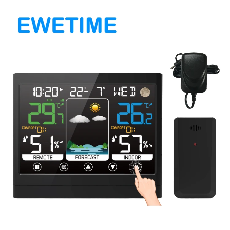 433Mhz wireless color weather station clock with indoor/outdoor temperature and humidity moldy risk alert heat index dew point