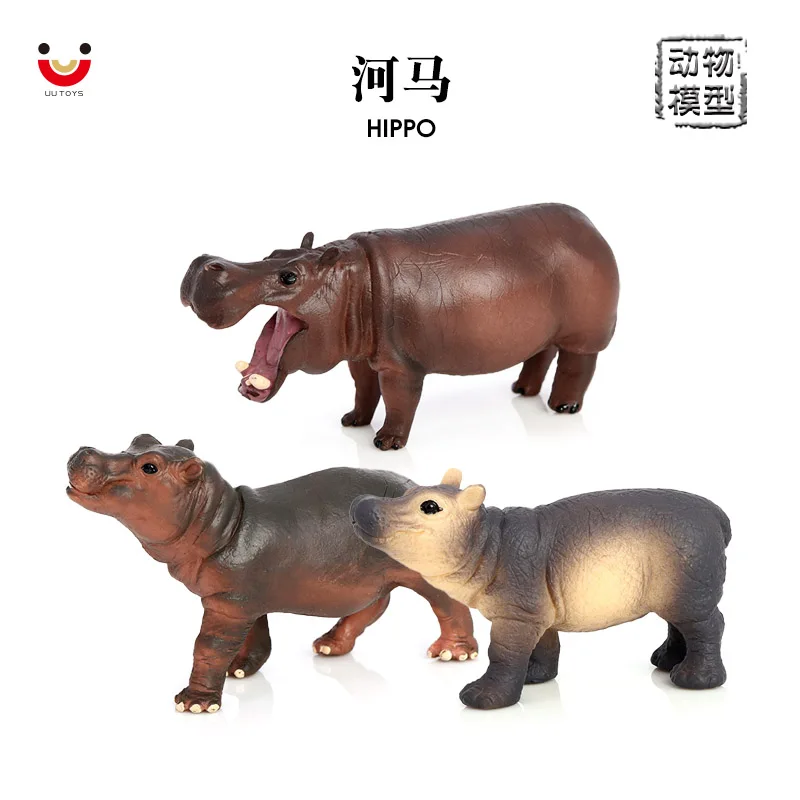 Wholesale Solid PVC Simulation  Statue Model Wild Hippo Figures Animal Toys Figurines
