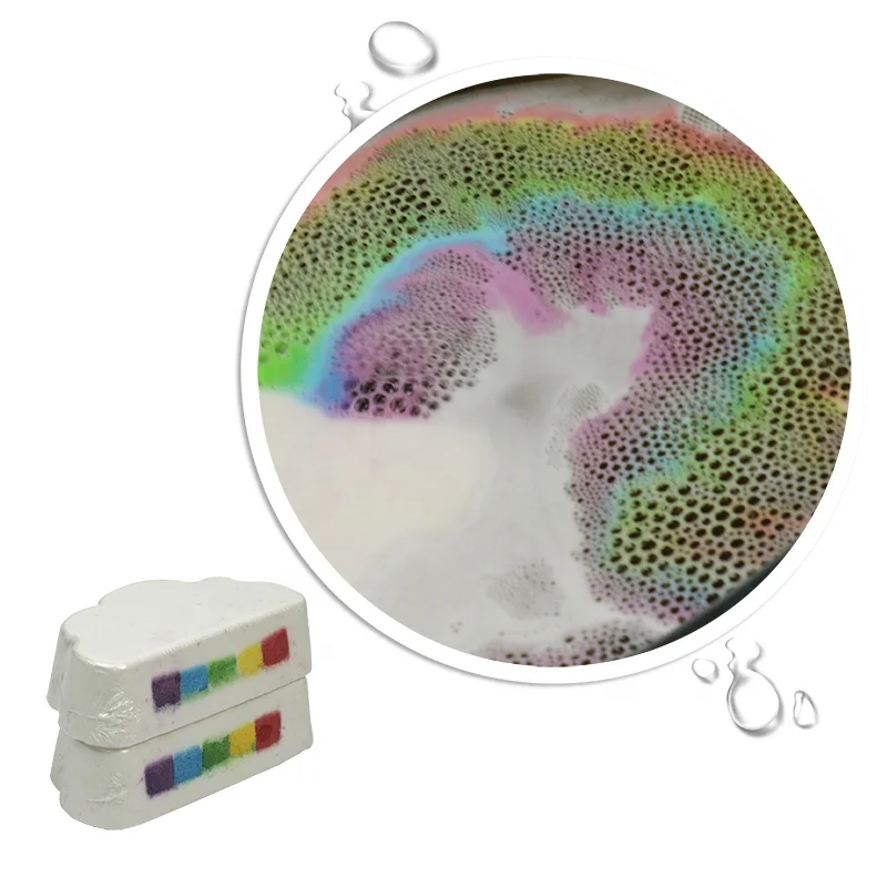 1PK Rainbow Bath Bombs Gift Box Wrapped Woman Handmade Fizzies Rainbow Cloud SPA Bath Bombs