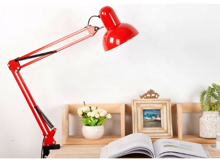 
metal flexible arm desk lamp E27 office adjustable clip table lamp 