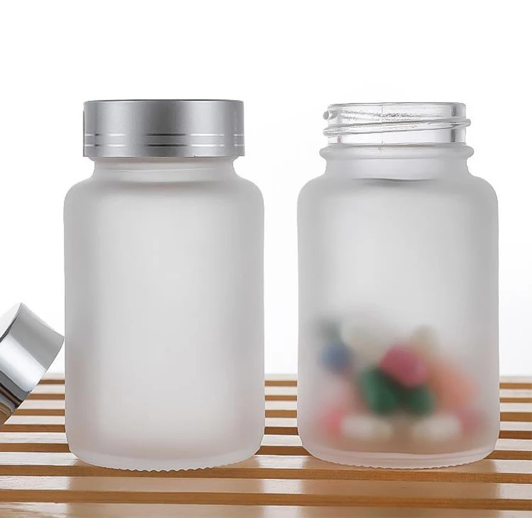 100ml 150ml Glass Clear Frosted Child Resistant Jar For Gummy Candy Vitamin Supplement Capsule Pills Bottle