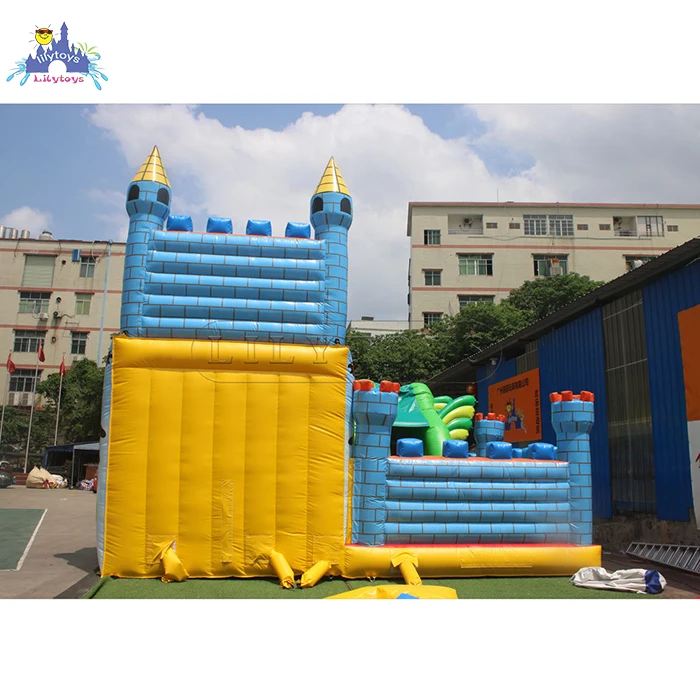 Inflatable jumping castle with fun city inflatable playground bouncy castle with slide air inflated castle for kids