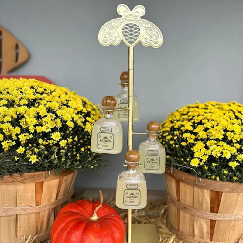 high quality gold Customized Display metal Cocktail Tequila Bottle stainless steel Stand tree