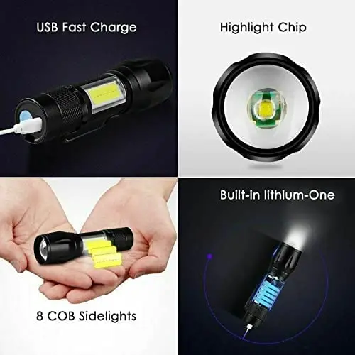 Ультра Яркий Мини светодиодный cob фонарик масштабируемый портативный usb перезаряжаемый уличный походный тактический большой дальности