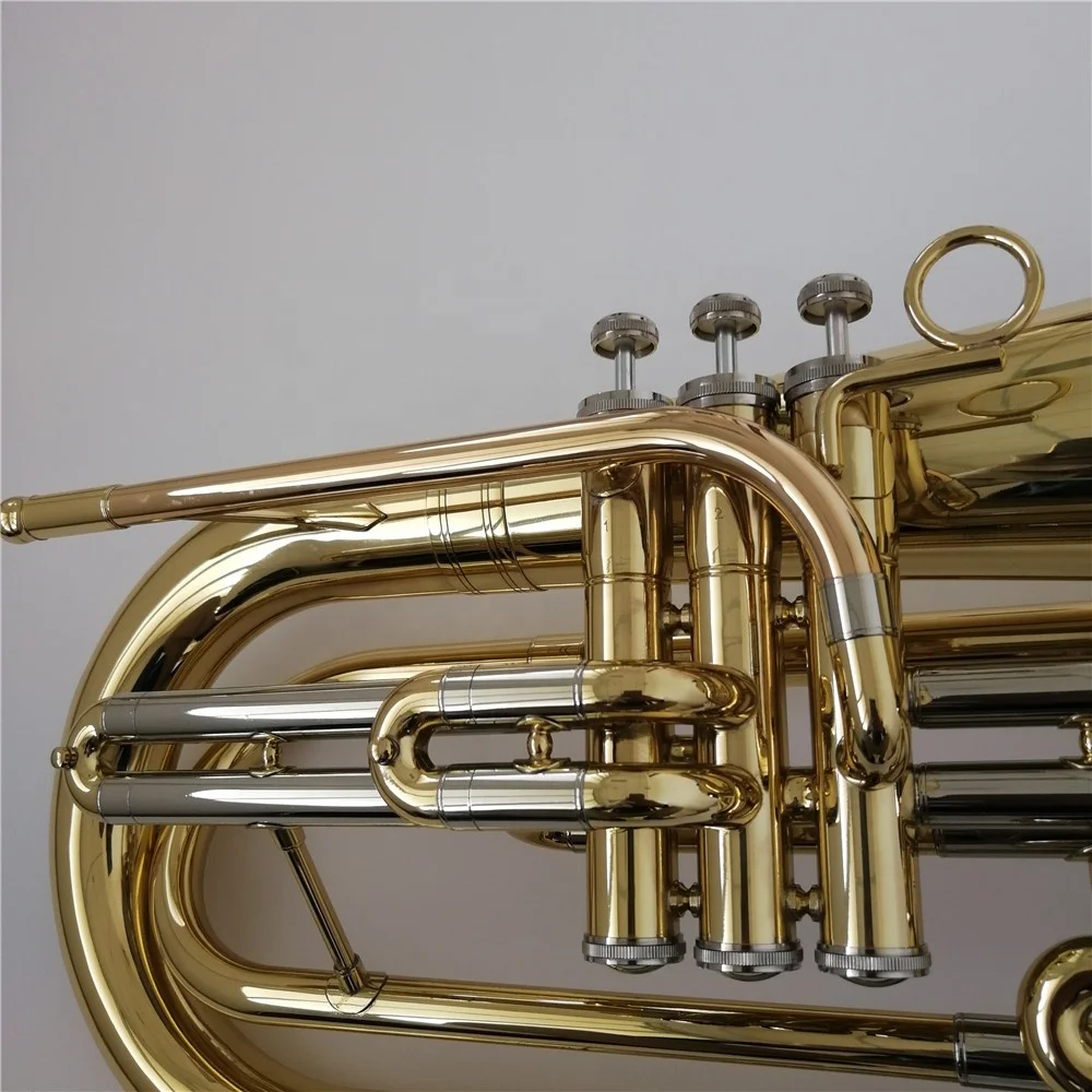 
Marching baritone imported Germany brass material gold lacquer surface customized logo 