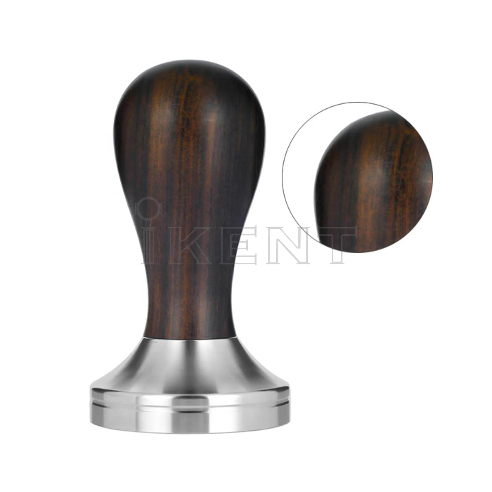 Wooden Handle Barista Espresso Tamper Calibrated Espresso Coffee Powder Bean Press Hammer Stainless Steel Flat Base