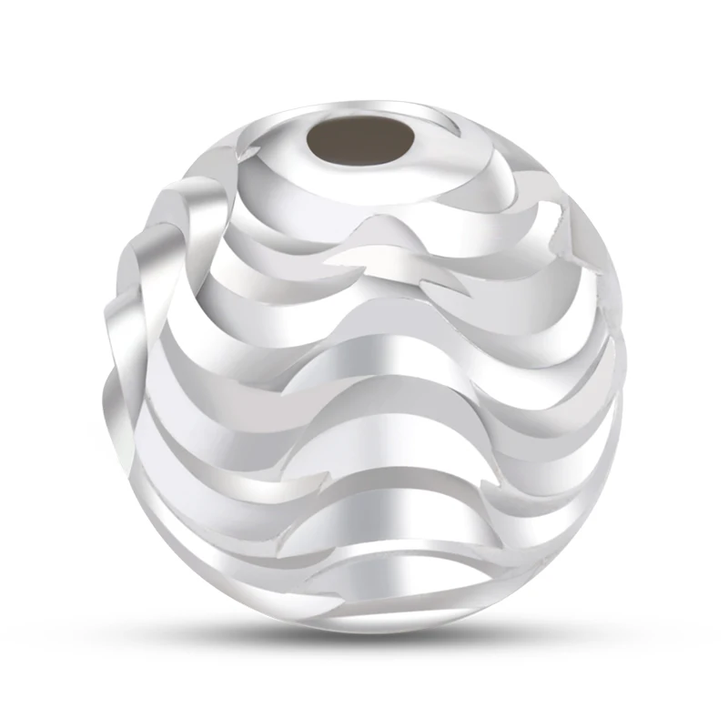 
Wholesale 925 Sterling Silver Water Waves Ripple Beads Jewelry Accessories DIY Necklace Bracelet Spacer Bead Braided Rope Beaded 