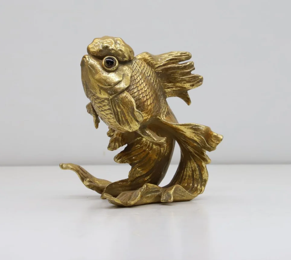 Custom Statue Craft Fishing Status Resin Decoration Sliver Goldfish