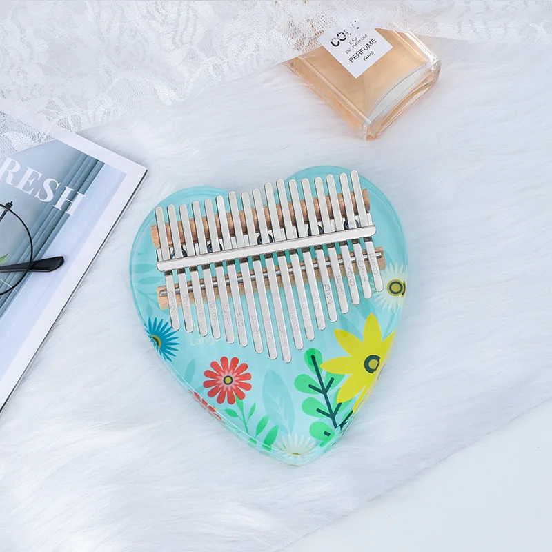 17-Tone Painted Crystal Thumb Piano Flower Heart Finger Piano Mini Kalimba African Instrument