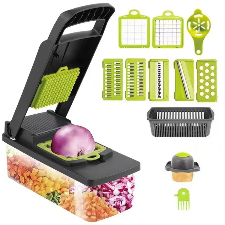 Хит продаж, кухонные аксессуары, 12 в 1, овощерезка для лука, овощерезка, многофункциональная овощерезка