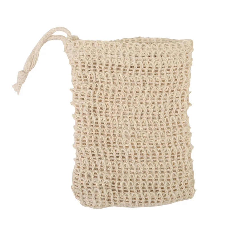 Cotton Linen Natural Bath Bag with Nylon Brush Sisal Bubble Net String for Body Application Bath Brushes Sponges & Scrubbers