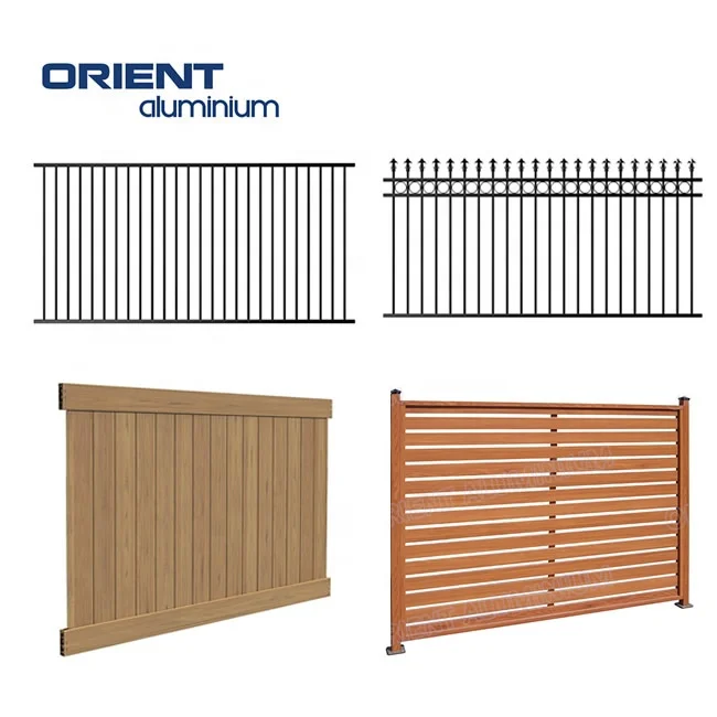 Metal Black Aluminium Alloy Fence Modern Garden Design Aluminum Fence System Horizontal Aluminium Fence Panels Outdoor Kits