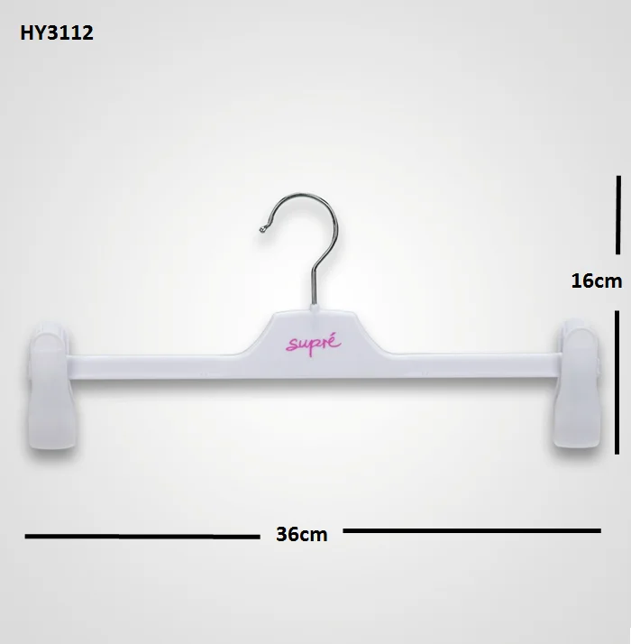 Direct Manufacturer Plastic Clothes Mens Pant Metal Hook Hanger With Clips Hy-3112