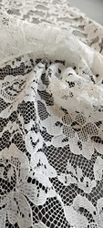 100%polyester knitted frivolous lace wedding lace fabric white fabric lace with sequins bridal fabric