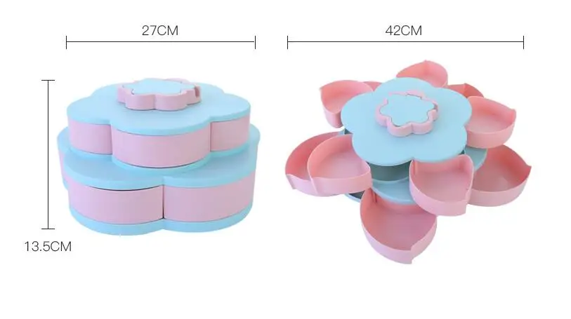 Creative Flower Candy Box Plum Blossom Rotating Fruit Bowl with Mobile Phone Holder Dried Fruit Box