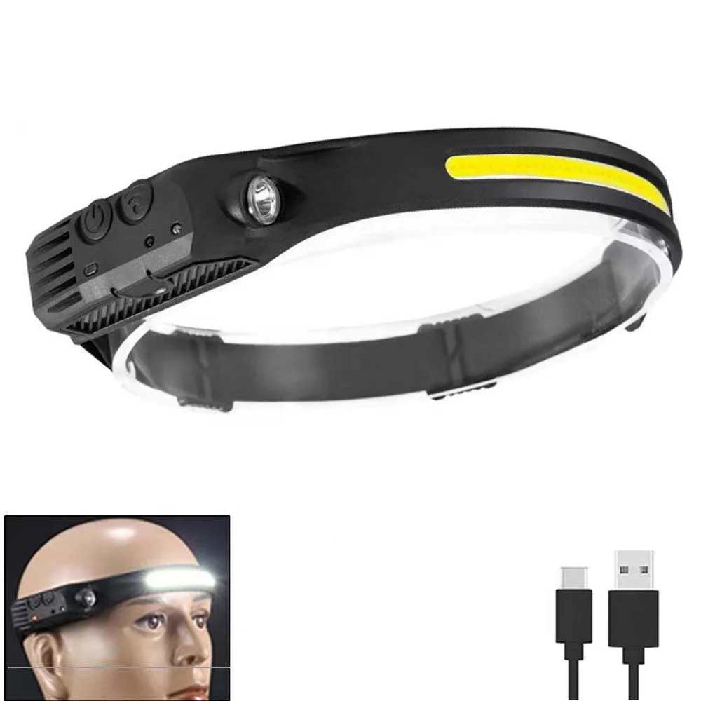 Hot Sale Outdoor Rechargeable Zoom Led Headlamp Motion Sensor USB Led Headlight Soft light weight headlamp For Hunting Fishing