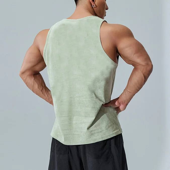 wholesale hot sale knit tank top mens tank top gym wears blank purple custom deer skin velvet heavyweight tank top