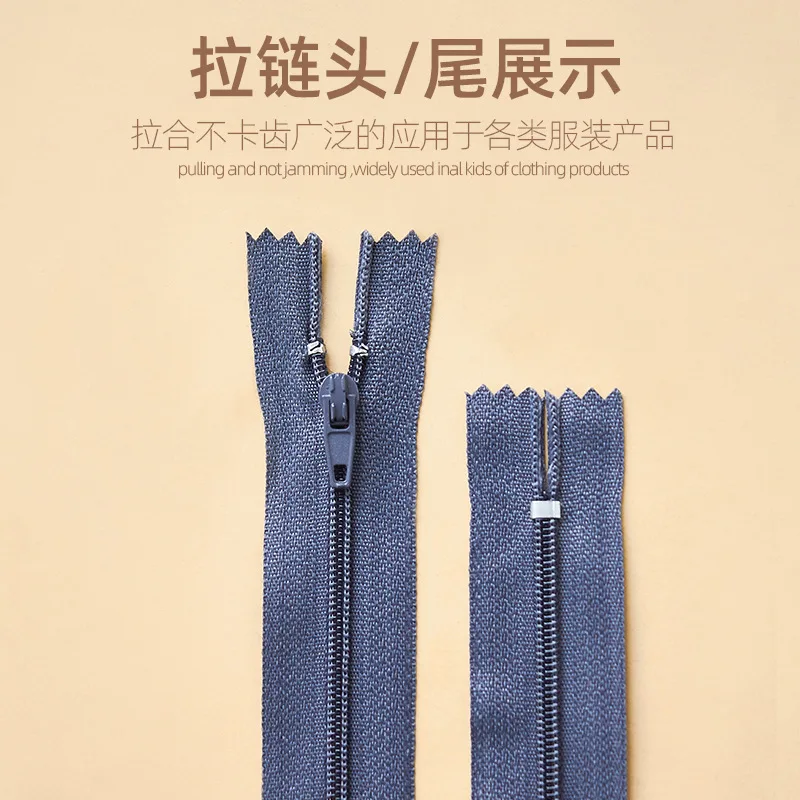Jiusheng No. 3 Nylon Closed-tail Suit Pants Front Crotch Pocket Short Zipper Wholesale in Multiple Sizes