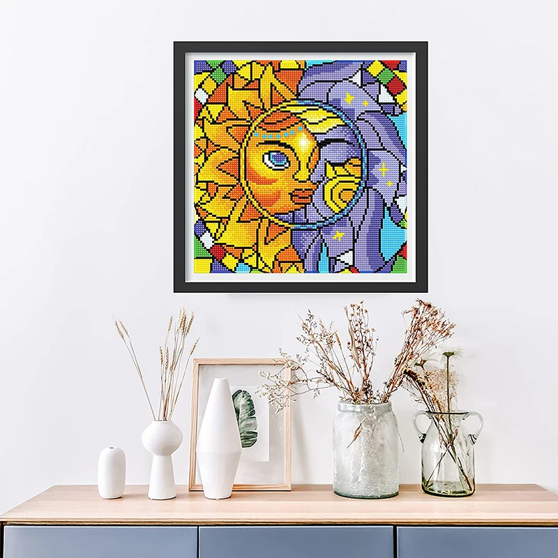 Home Decorations Rhinestones Full Diamond Art Sun and Moon Drill 5d DIY Diamond painting