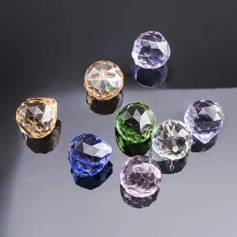 Factory direct cheap sale 15mm 20mm 30mm 40mm colors clear  prism crystal lighting balls