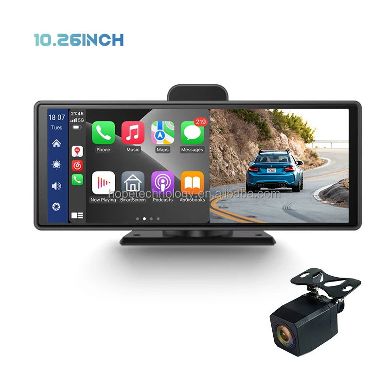 New Product 10.26 Inch 4K Carplay  Light-Sensor Dual Track Stereo Radio Apple Wireless Car Monitor