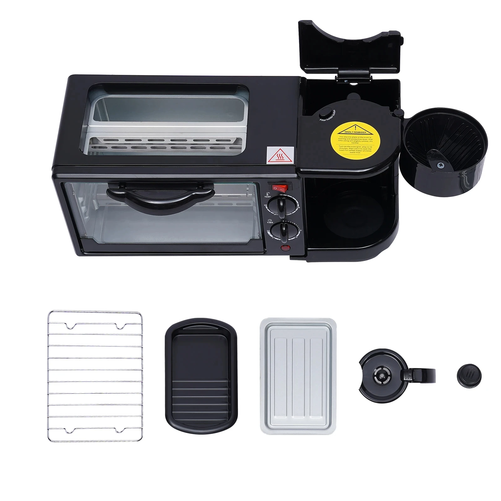 3 In 1 Breakfast Sandwich Maker Timer Electric Non-Stick Oven Breakfast Mmachine Coffee Maker