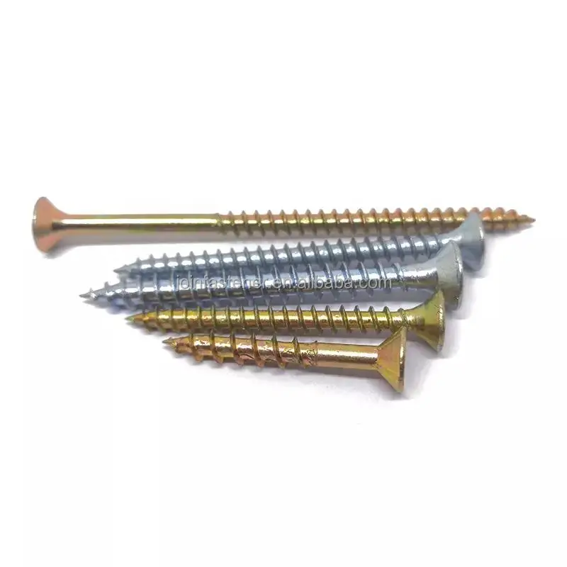 Zinc Plated Screw M5x40 Chipboard Screw Csk Counstersunk Head Pozi Drive Self Tapping Screw with Nibs Factory Price Yellow