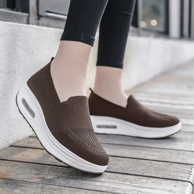 Mesh Rocker Sole Shoes Health Shoes Slip On Outdoor Athletic Sport Shoes