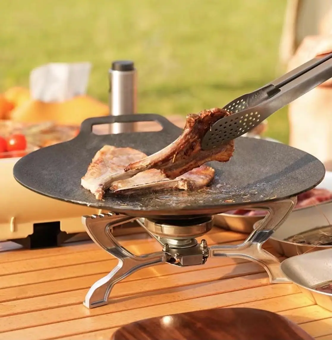 Outdoor Camping Barbecue Plate Aluminium Fry Pan Non-stick frying Pan Korea Bbq Grill Pan