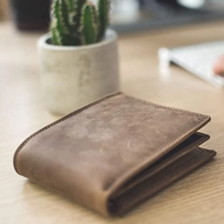 Crazy Horse  Leather Purse Wallet Rfid Custom Men Wallets Designer Genuine Leather Purse For Man With Coin Pocket