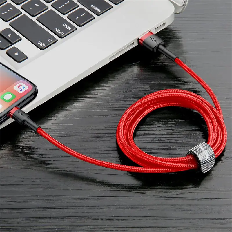  Baseus двойные боковые клапаны для подключения usb 2.4A быстрой передачи данных зарядный кабель Apple IPhone 5s x