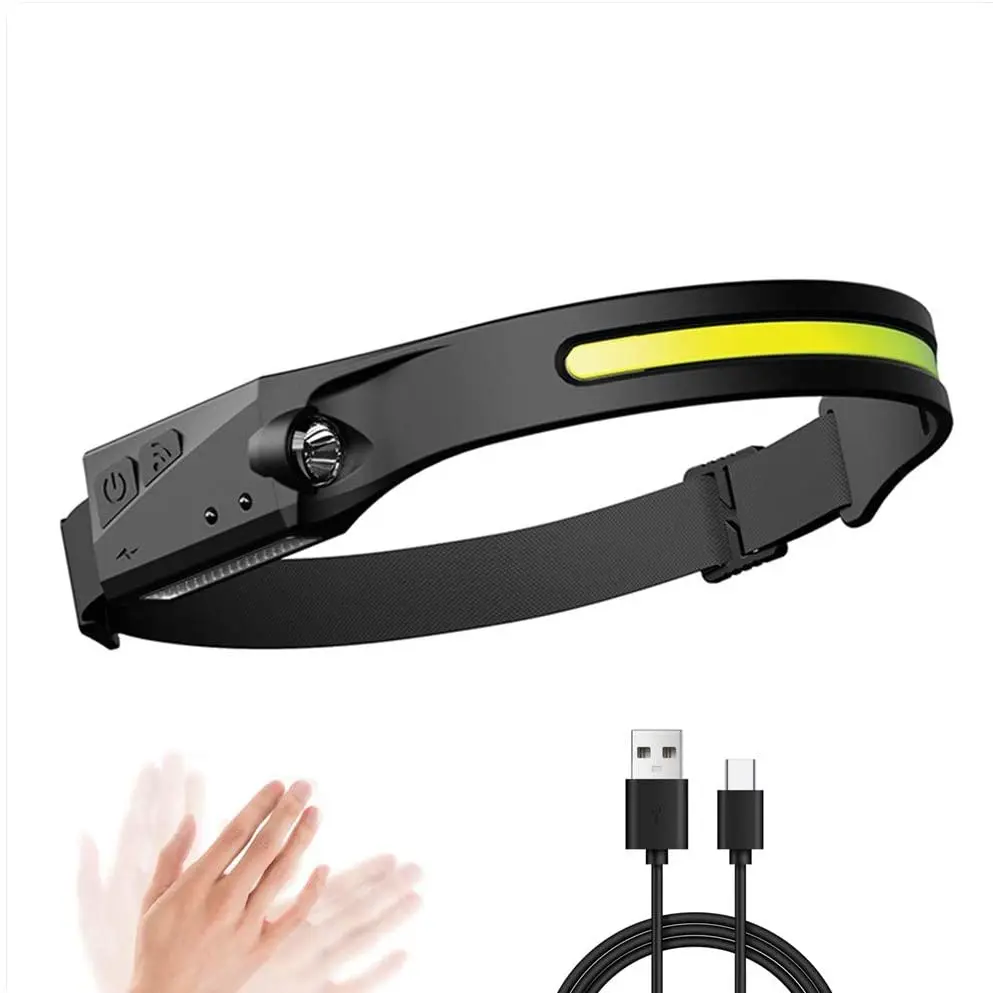 2022 new cob head lamp led  sensor rechargeable running light waterproof headlamps for hunting