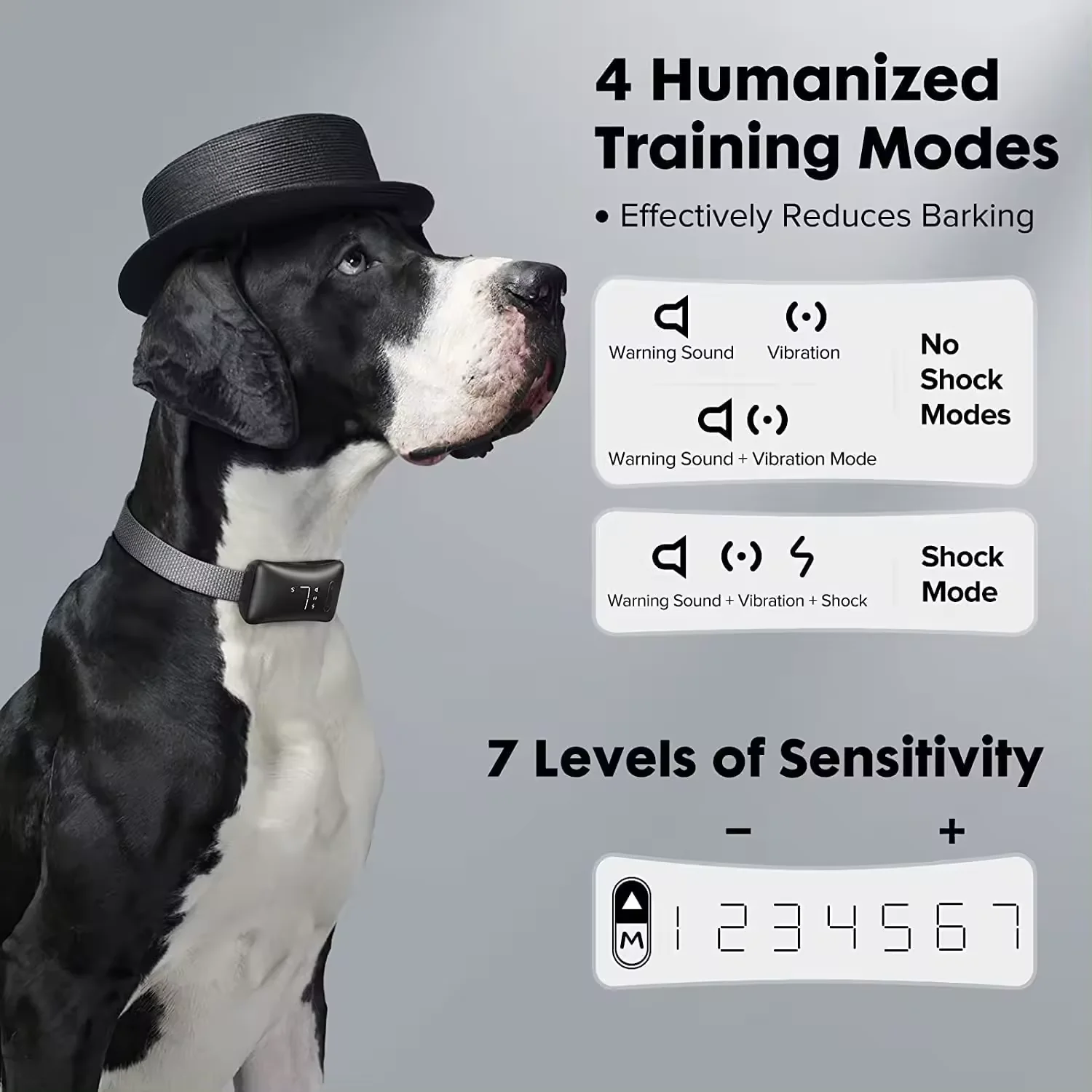 Dog training device anti barking collar automatic electronic No shock smart vibration shock dog collar