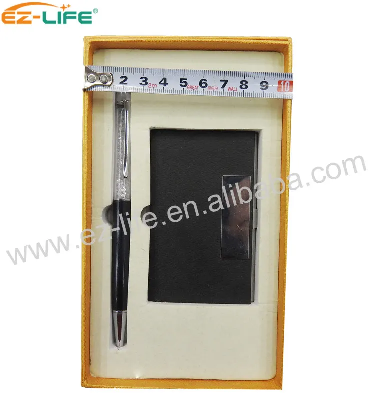 Popular romantic gifts items Fashional Stationery And Office Supplies Card Holder Custom Crystal Pen with wallet for women