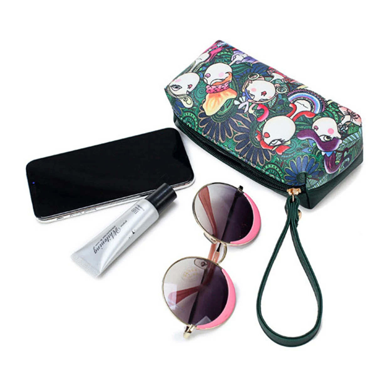 
Custom Special Luxury Green Cup Holder 6PCS Designer Graffiti Elegant Shoulder Purse Ladies Bag Femme Handbag Set For Women 