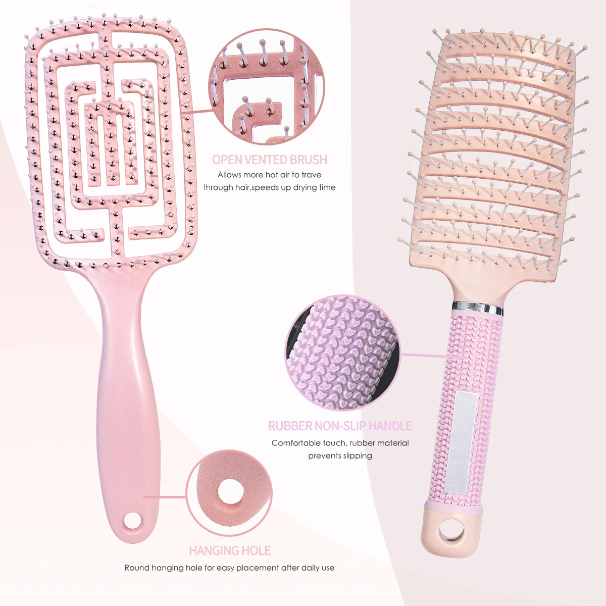 gilt magic powder soft matteSilver steel needle  teeth extension massage detangling hair brushes vented hair brushes set